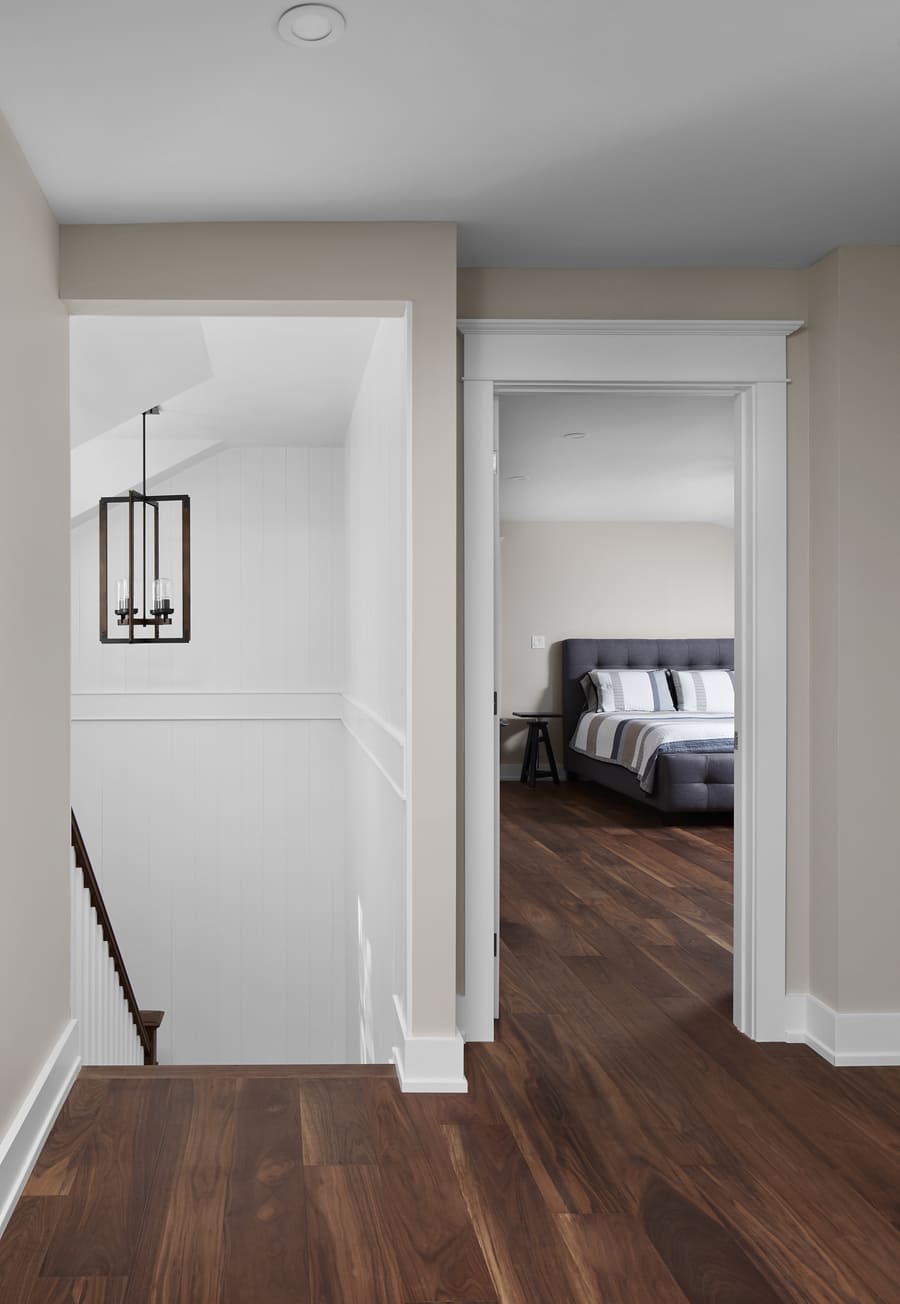 Second-storey of Markham home renovation with view of staircase and master bedroom