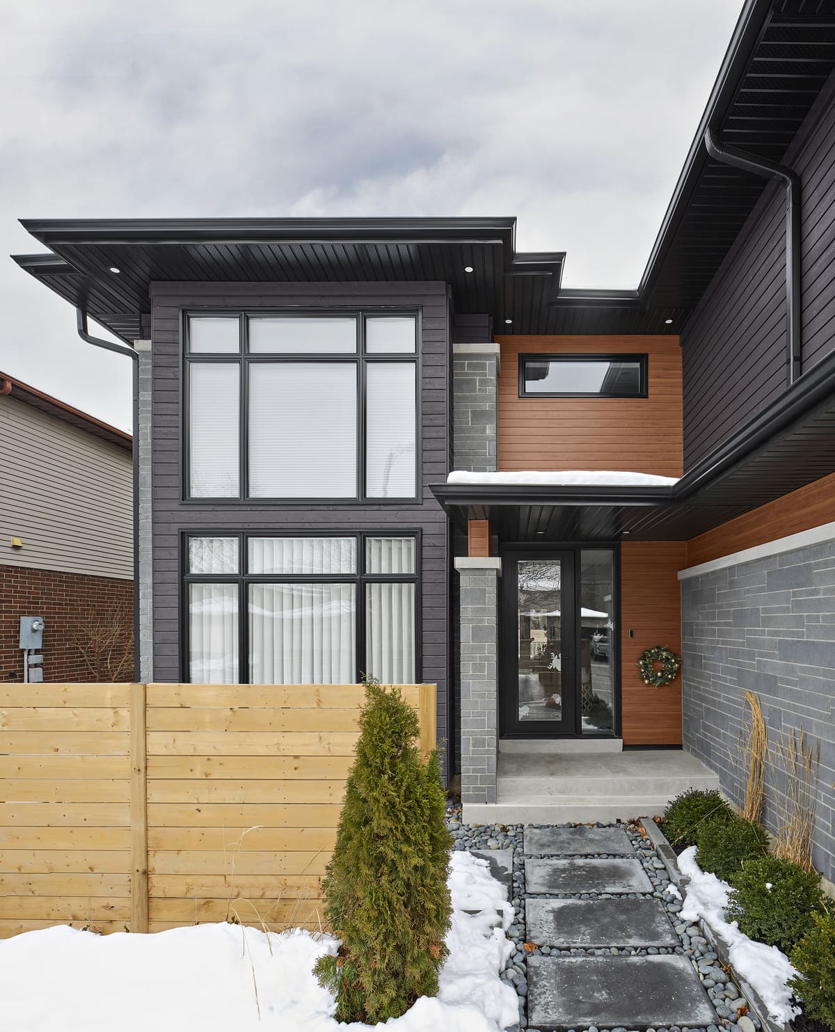Home exterior view of front entry way